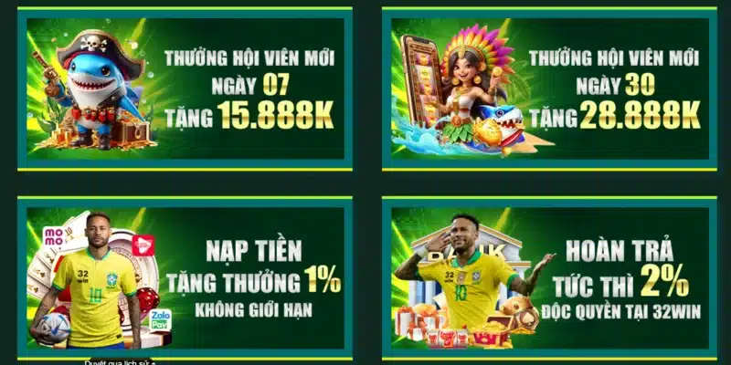 Khuyến mãi 32Win nạp tiền là một cách tuyệt để tăng vốn cho người chơi